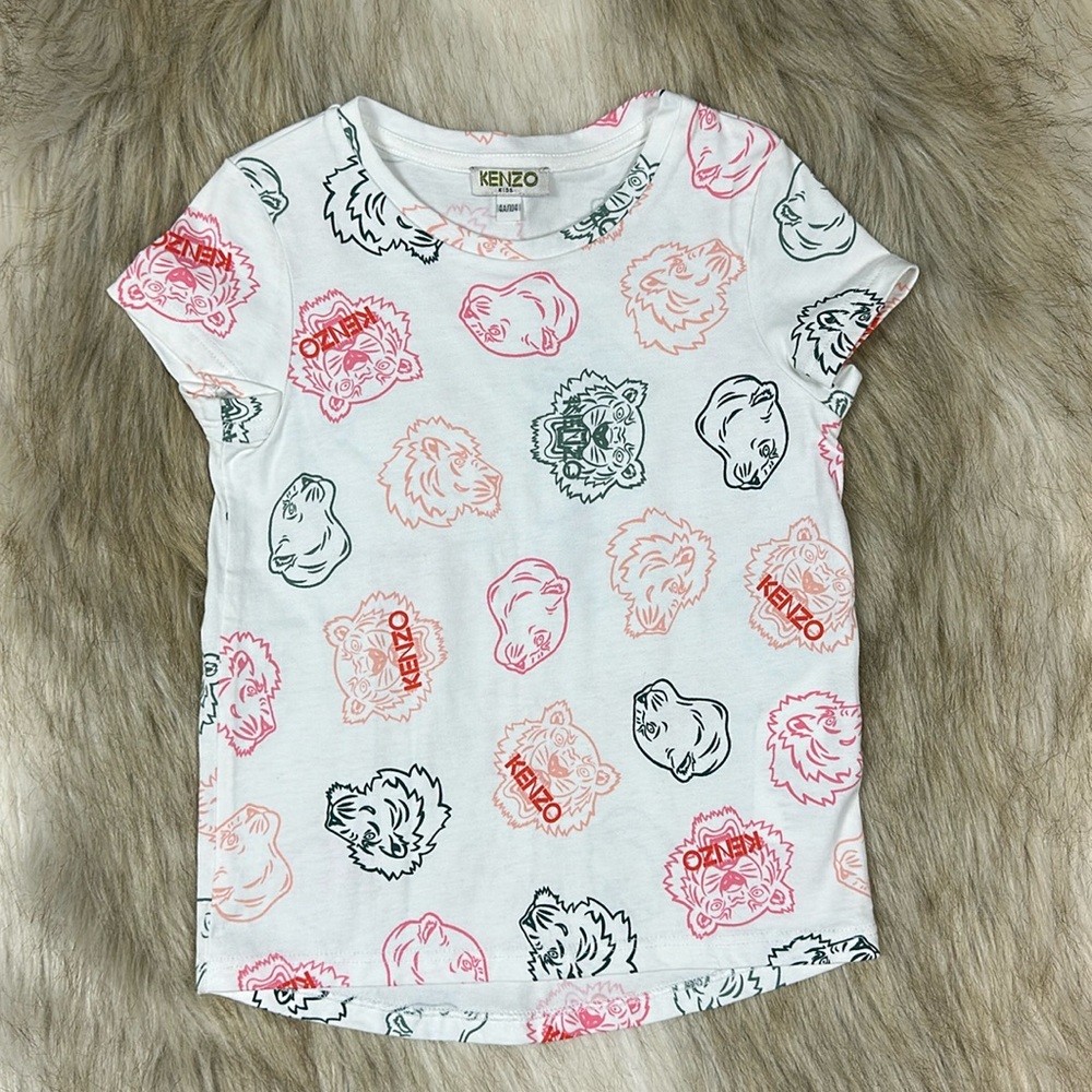 KENZO Tiger Short Sleeve Crew Neck T-Shirt Top, Size 4A/104